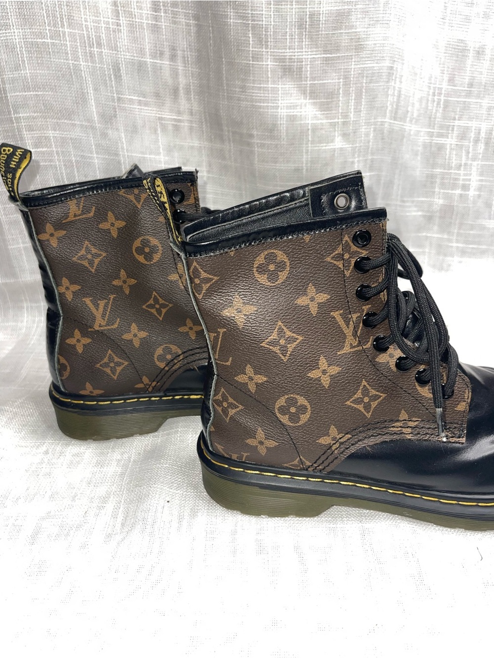 Dr. Martens Black Leather 1460 Louis Vuitton Leather Custom Boots - Picture 6 of 15